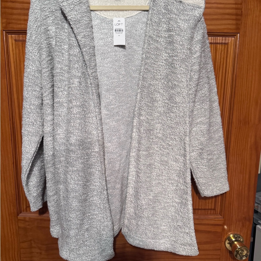 LOFT Gray Open-Front Cardigan Sweater